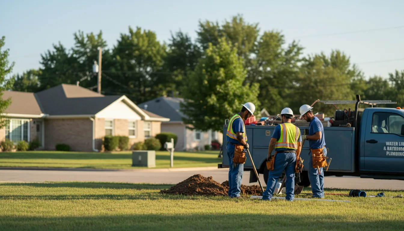 Residential water line and bathroom plumbing service in Sadler, TX